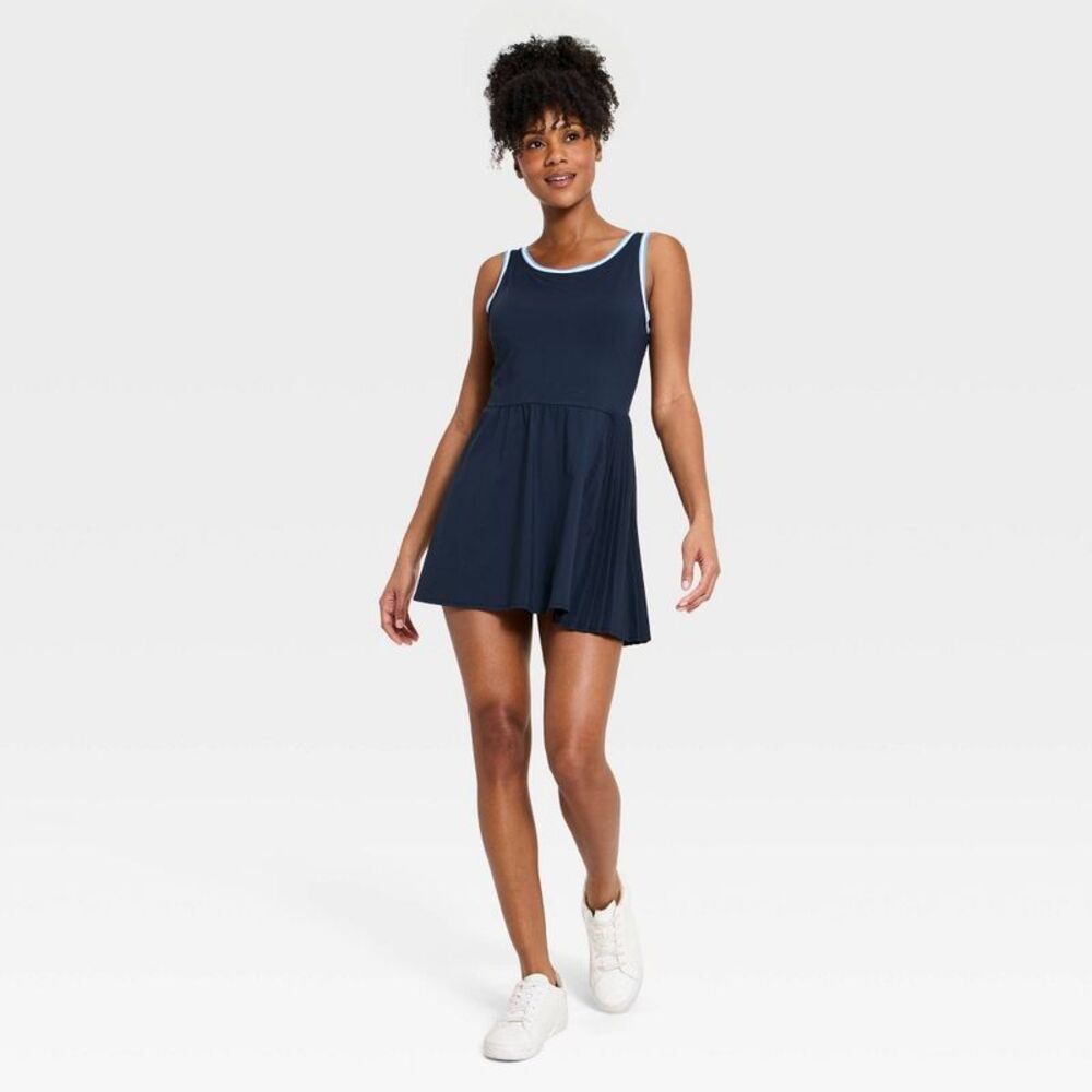 all in motion Navy Blue Strapless-Look Skater Dress with White Trim - Picture 3 of 4